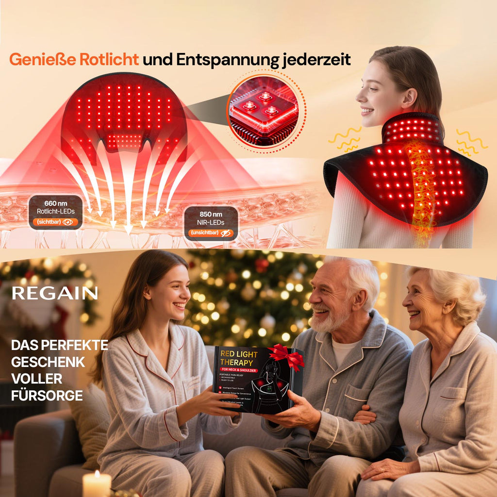 Regain red light neck cape with 660nm and 850nm LED technology, ideal as a gift
