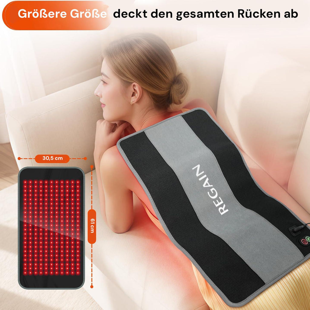 Regain red light therapy mat, 30.5 x 61 cm, covers the entire back
